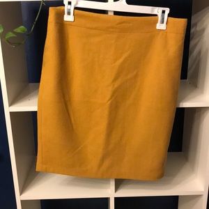 Wool blend mustard yellow pencil skirt